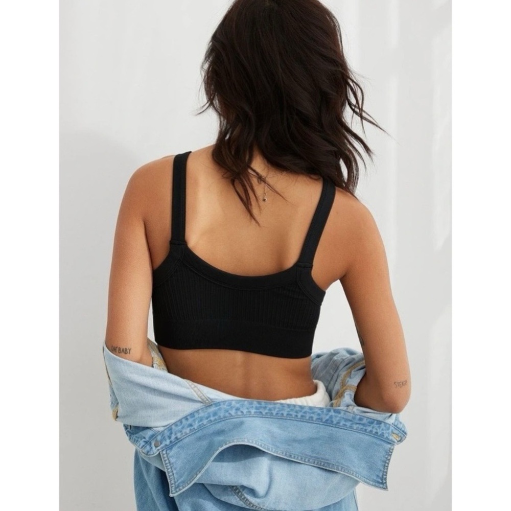 Aerie Ribbed Seamless High Neck Sports Bra - Picture 3 of 7
